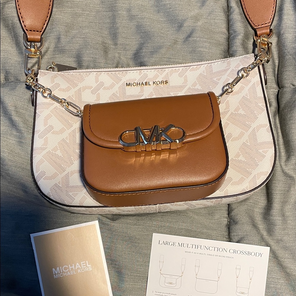 Michael Kors Tan and Cream Crossbody Bag